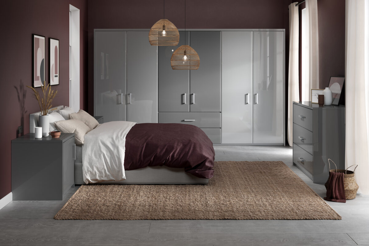 Bella High Gloss Light Grey / Bella High Gloss Dust Grey / Style: Pisa