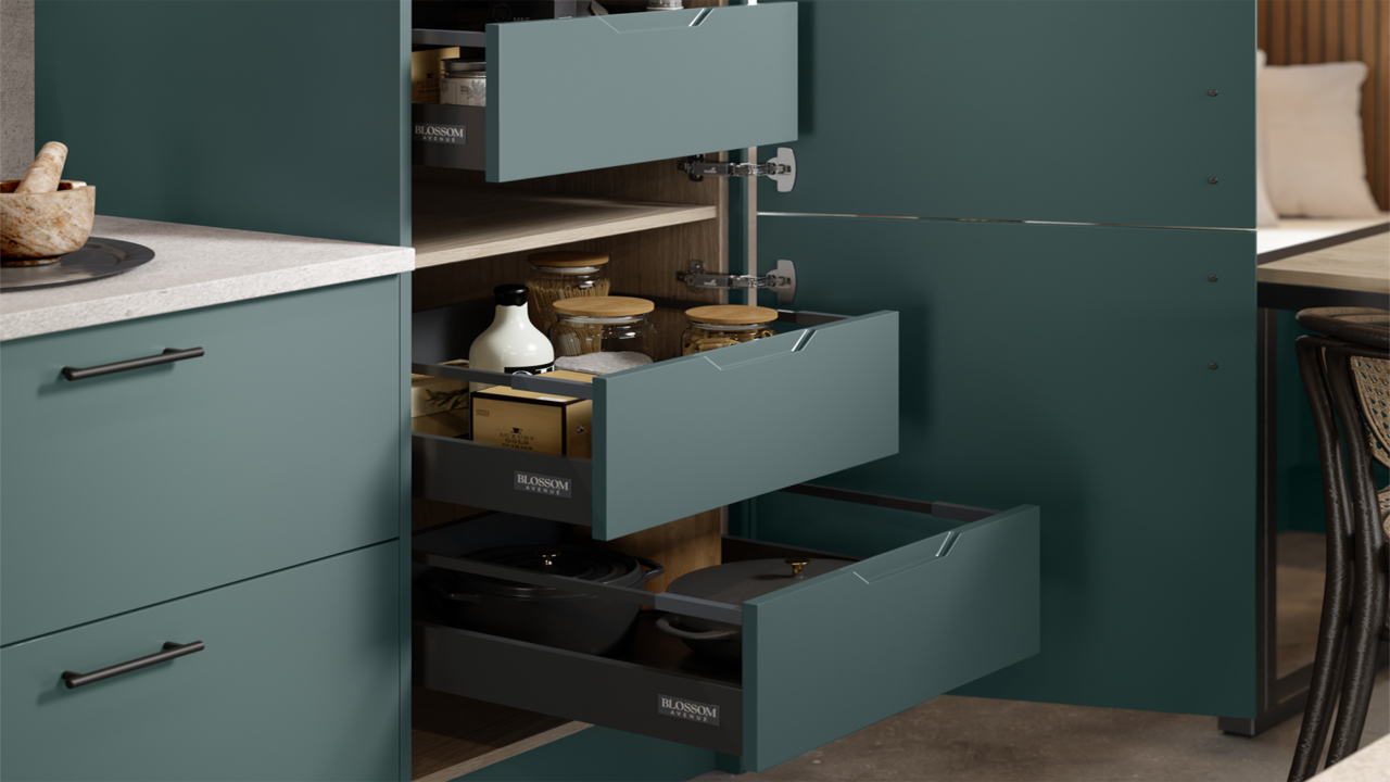 Option 3 - Integra style internal drawers matching the frontal colour