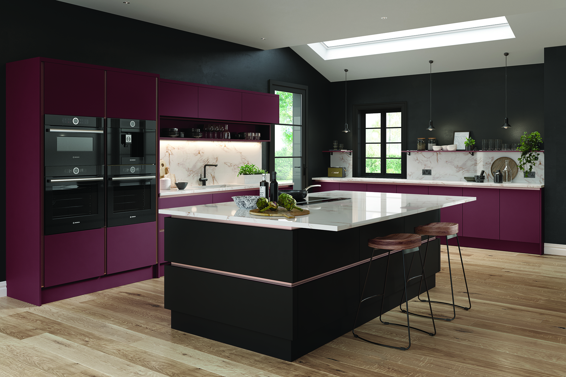 7. Baby it’s cold outside, so choose the warming colour of the InRail Zurfiz Serica Matt Plum & Serica Matt Black kitchen