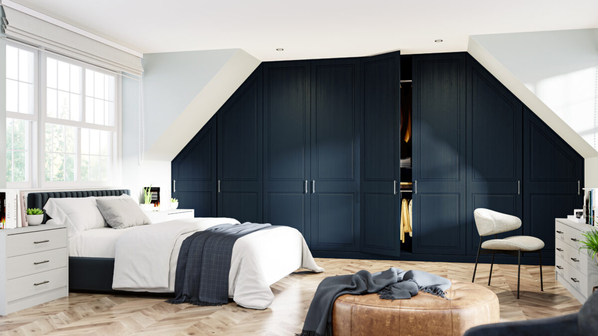 Bella Paint Flow Matt Indigo Blue and Paint Flow Matt Light Grey Carlton Bedroom